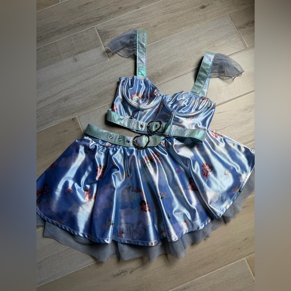 Dolls Kill Blue Floral Skirt Set - Picture 2 of 3